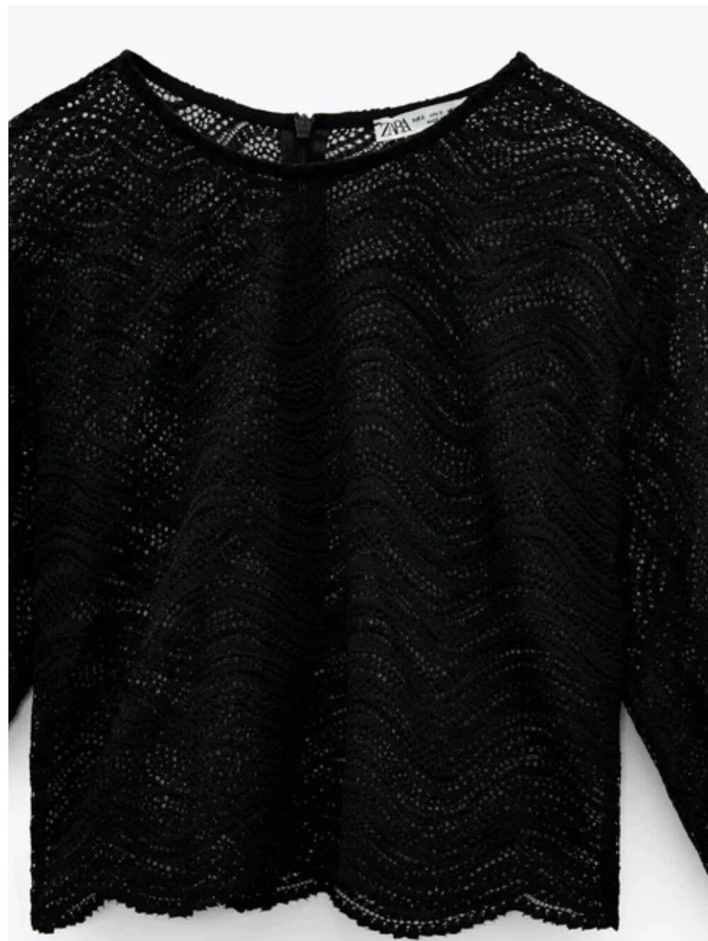 ZARA Black Lace Semi-Sheer Cropped Top